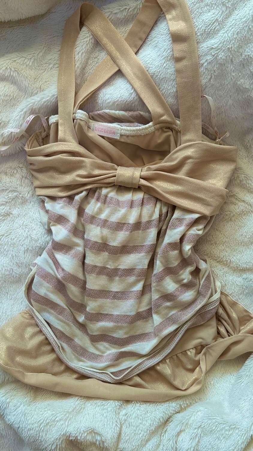 리즈리사 고전 리본 스트라이프 캐미솔 슬리브리스 라떼갸루 히메갸루 나시 상품이미지1