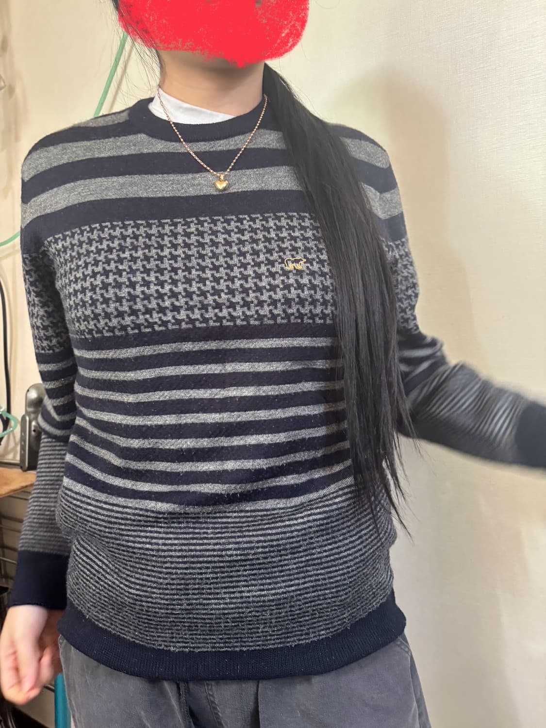 골든베어 스트라이프/하운즈투스 패턴 니트 상품이미지1