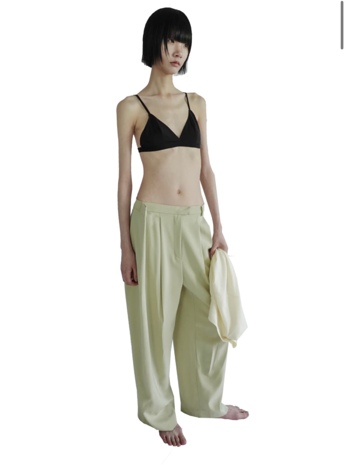 에옹쓰 Unbalanced Block Trousers - mustard 상품이미지1