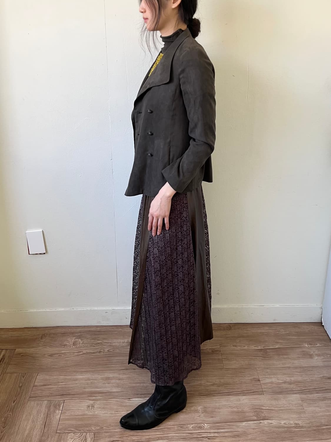 KIYOKO TAKASE 스웨이드 올리브 더블 자켓 상품이미지8