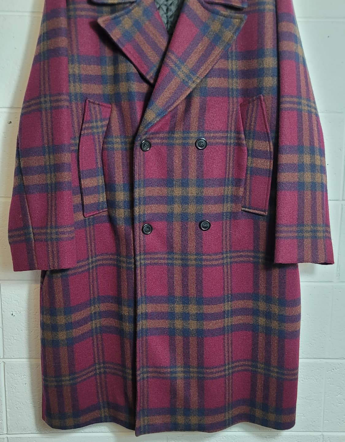 어텐션(Attention) 체크패턴 롱코트 판매 상품이미지4