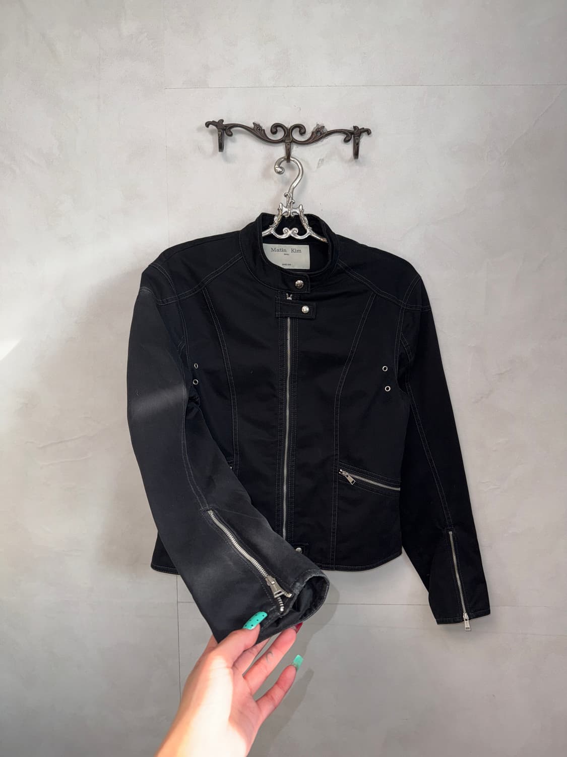 Matin Kim Cotton Biker Jumper Black 상품이미지3