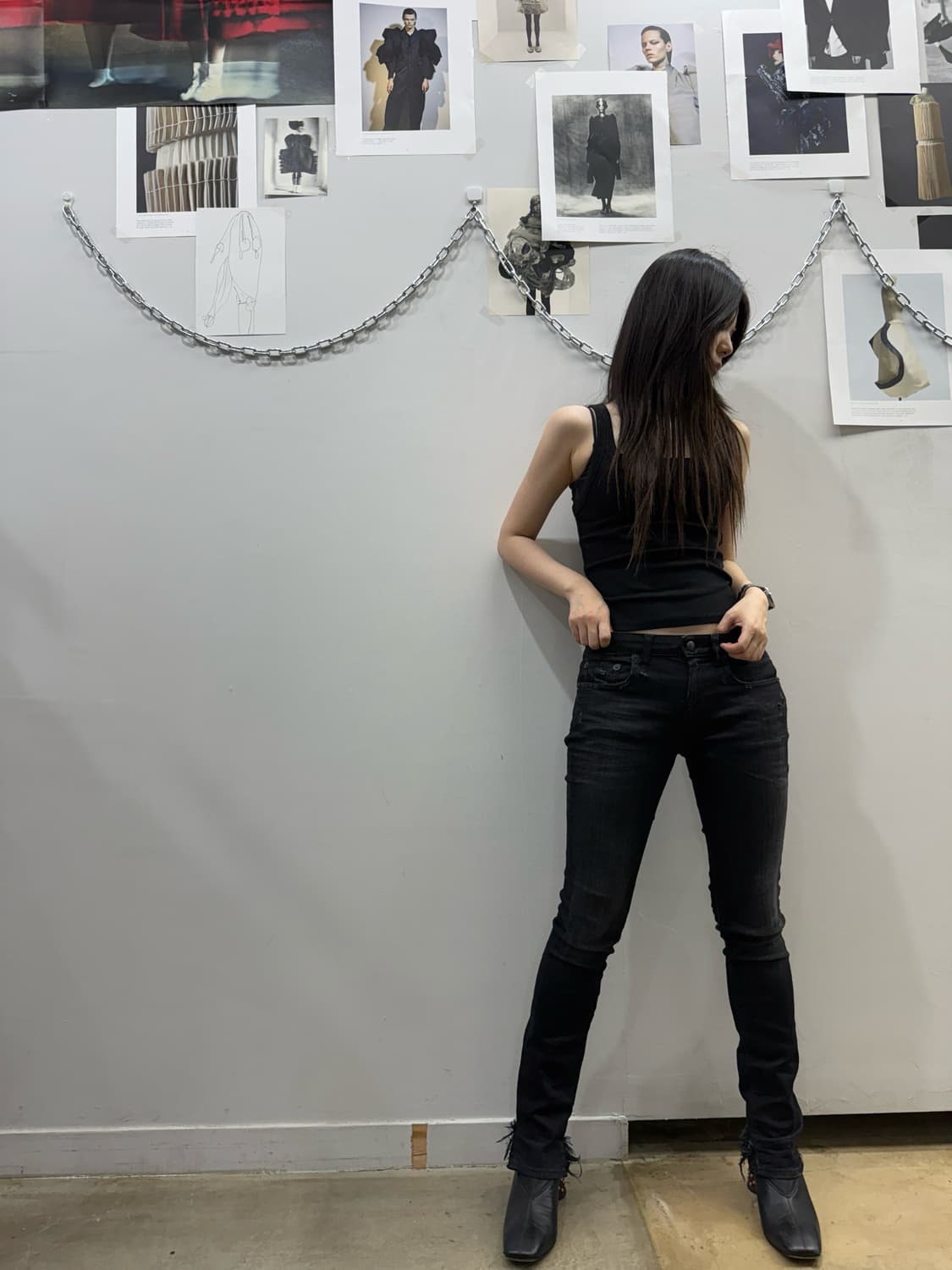 R13 그런지 데님 스트레이트 진 상품이미지1