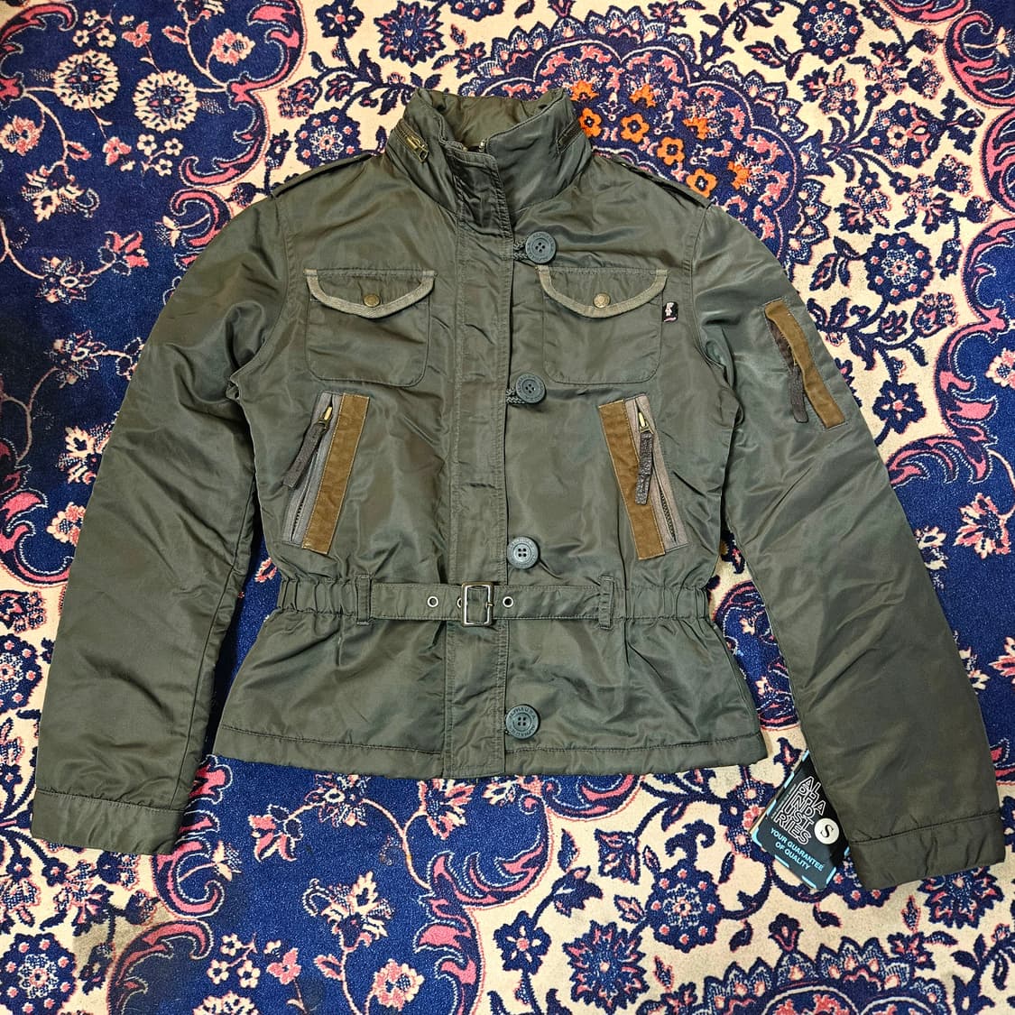 (새상품)알파인더스트리 벨티드 가죽덧댐 누빔 항공 점퍼 상품이미지1