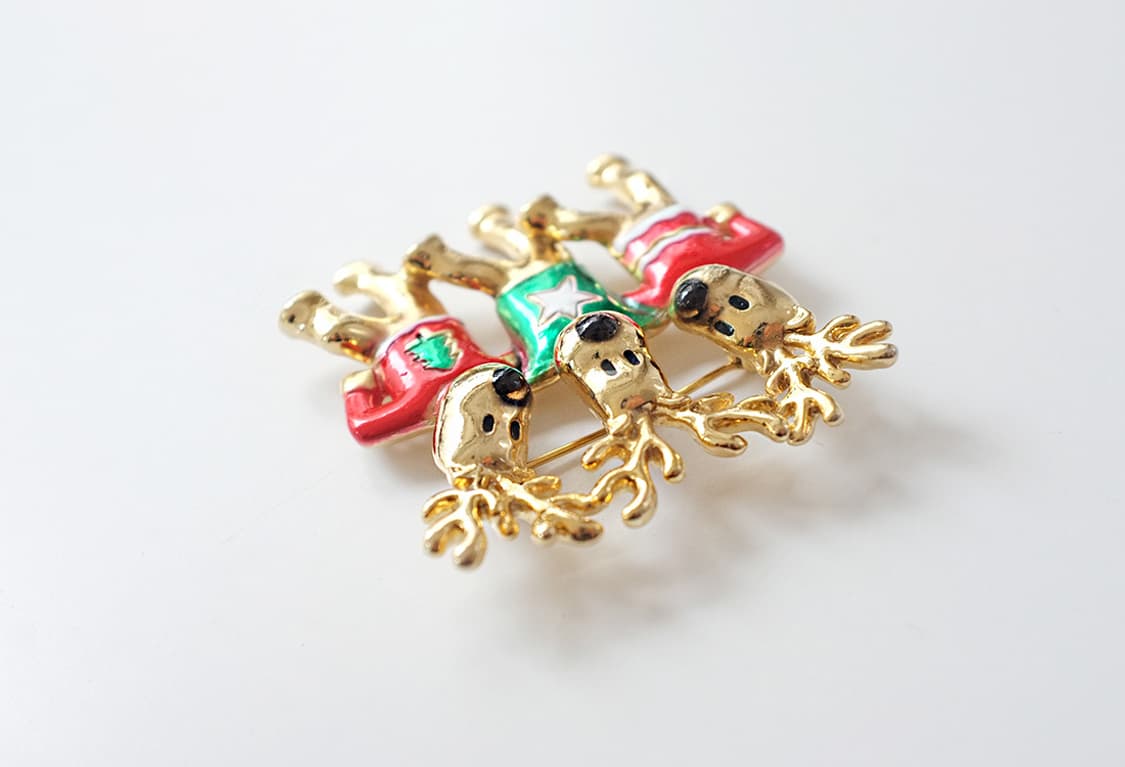 1980s 귀여운 크리스마스 루돌프 빈티지브로치  상품이미지5