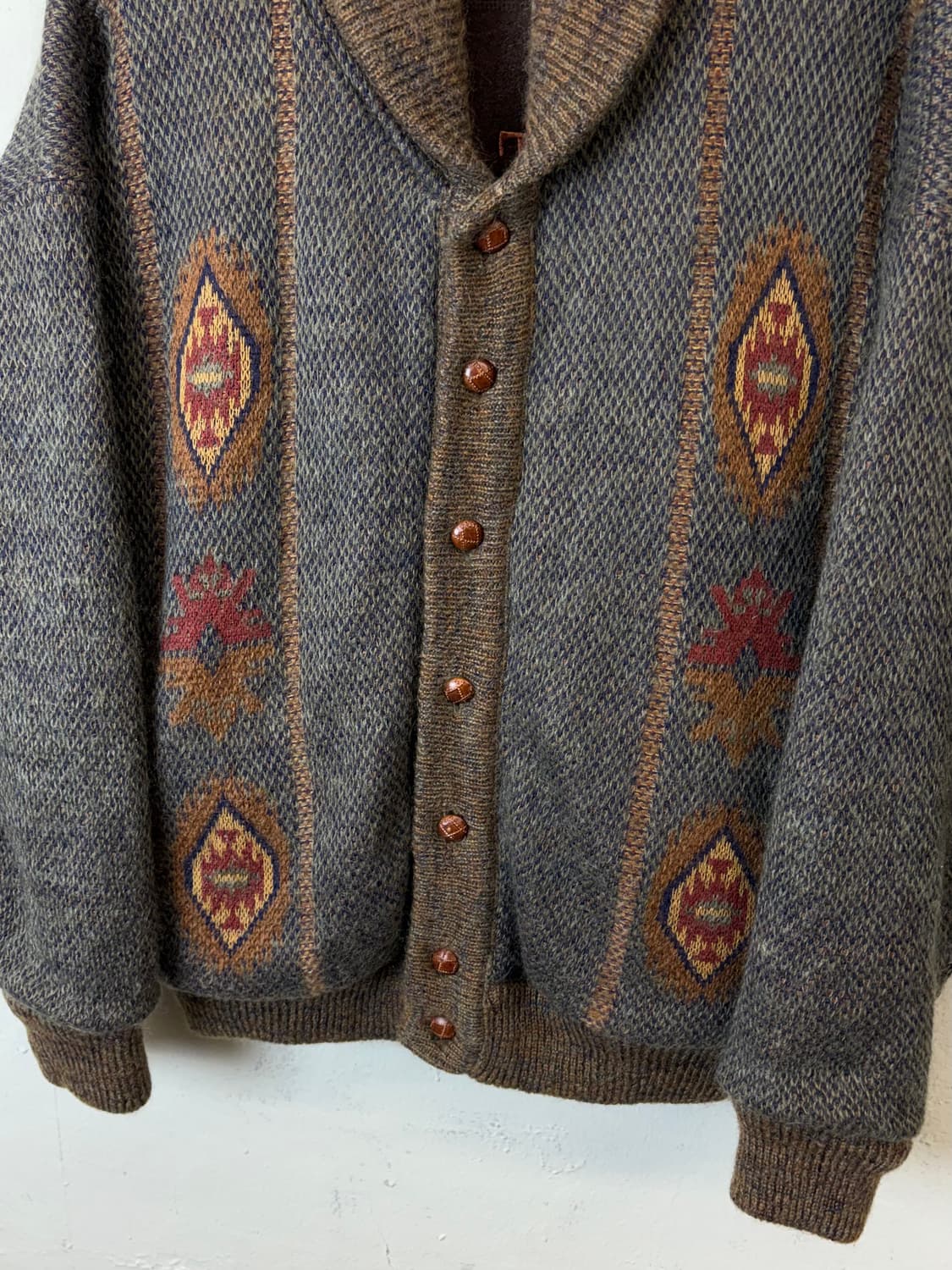 빈티지 숄카라 패턴 울 가디건 자켓 상품이미지7
