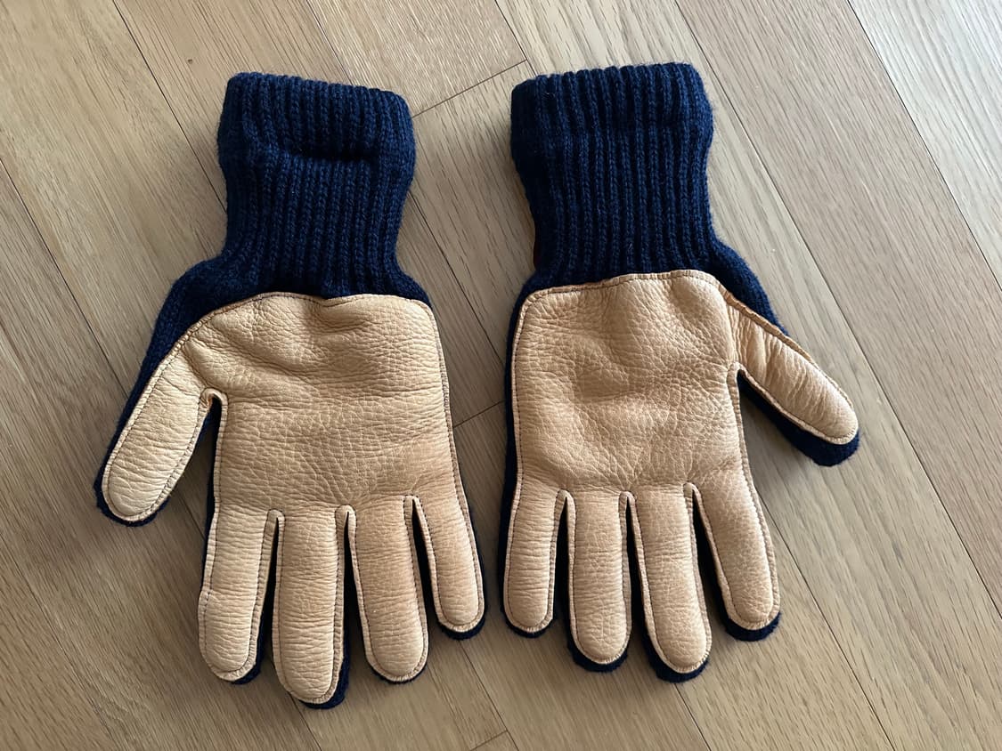 뉴베리 니팅 사슴가죽 니트 장갑 네이비 상품이미지2