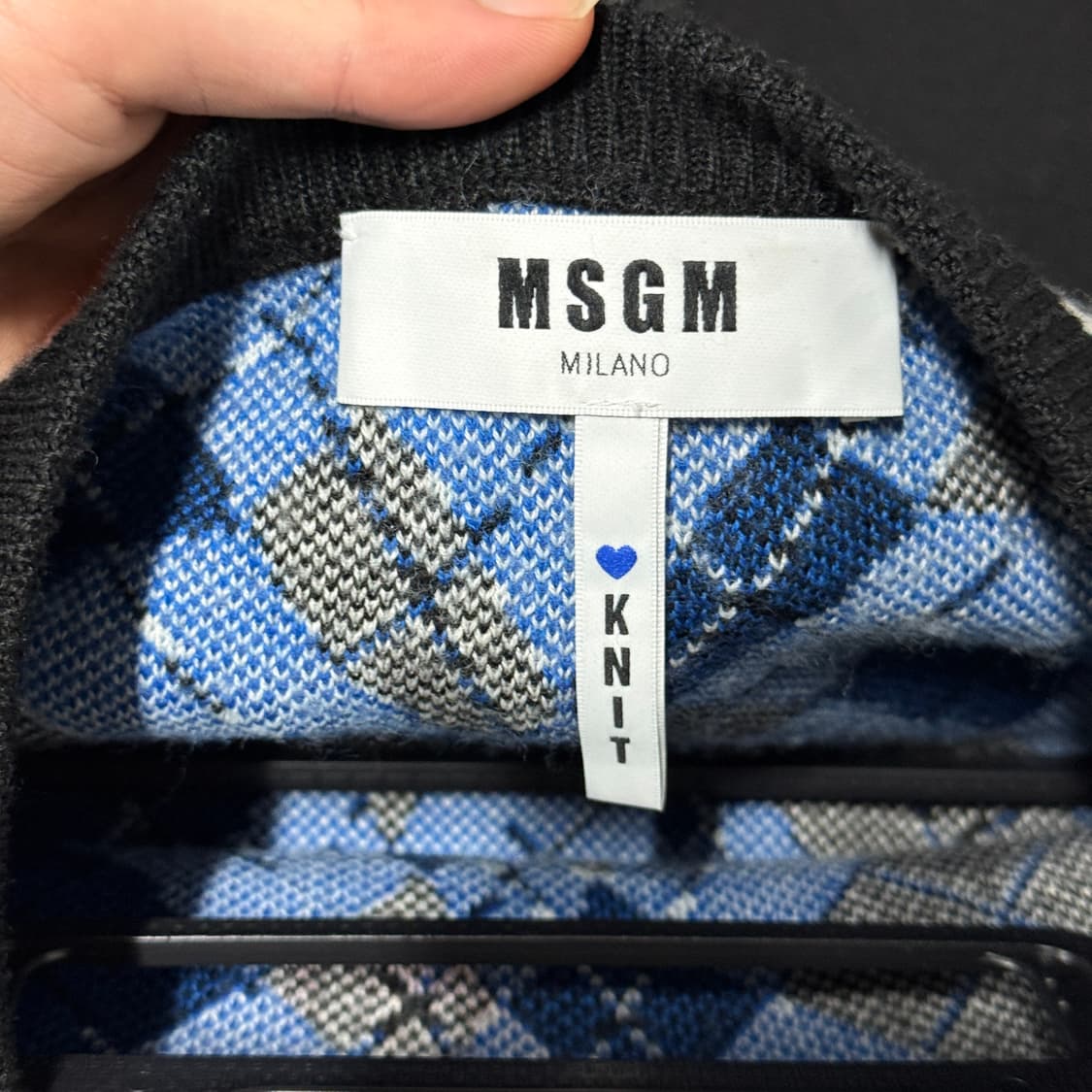 MSGM 백화점판 아가일 풀 패턴 그런지 울 혼방 니트 상품이미지5