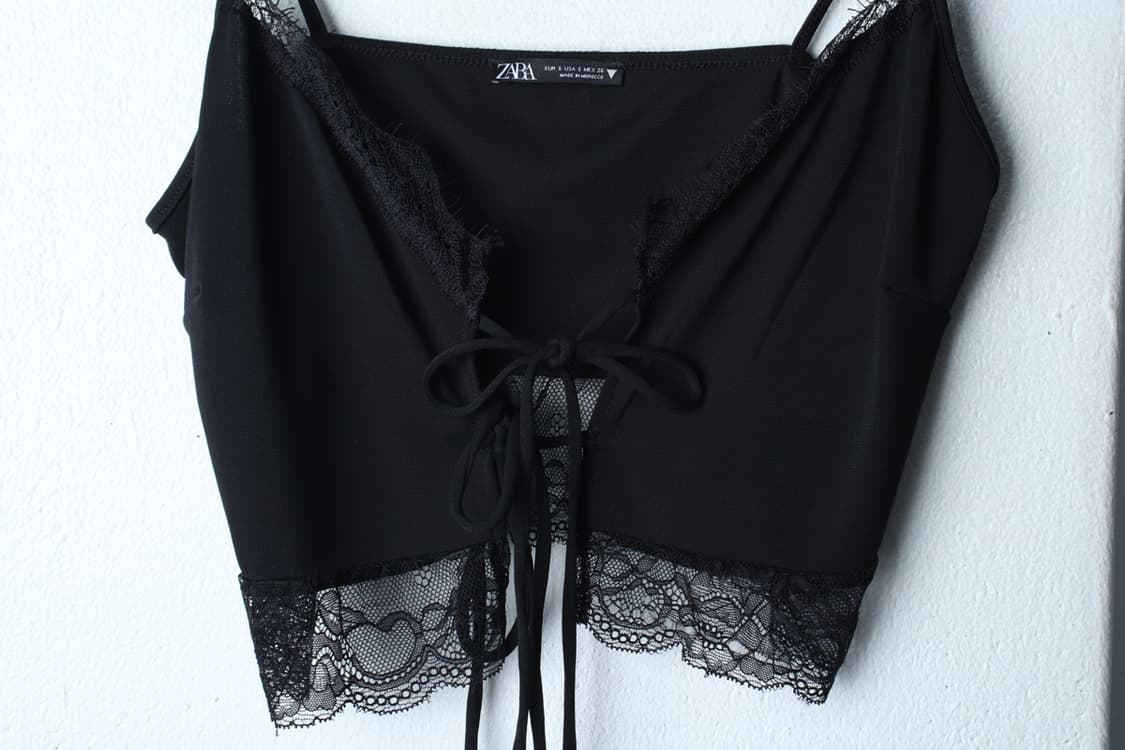 W(M) 자라 반팔 티셔츠 민소매 레이스 블랙 뷔스띠에-H33443 상품이미지3