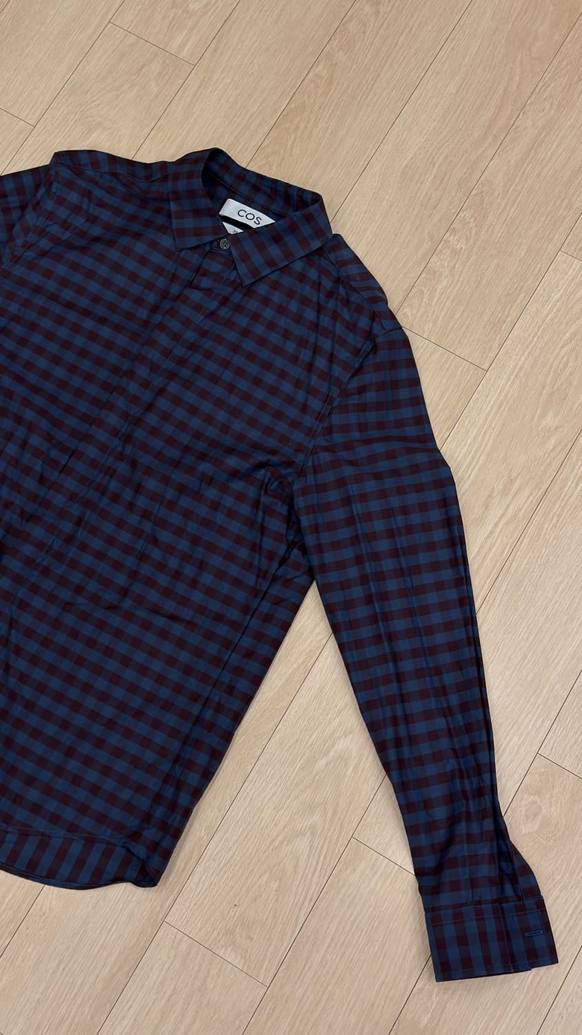 COS 남성 체크 셔츠 버건디/블루 S 사이즈 상품이미지4