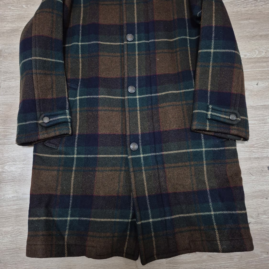 올젠 남성 클래식 체크 울 후드 코트 M(95) 상품이미지3