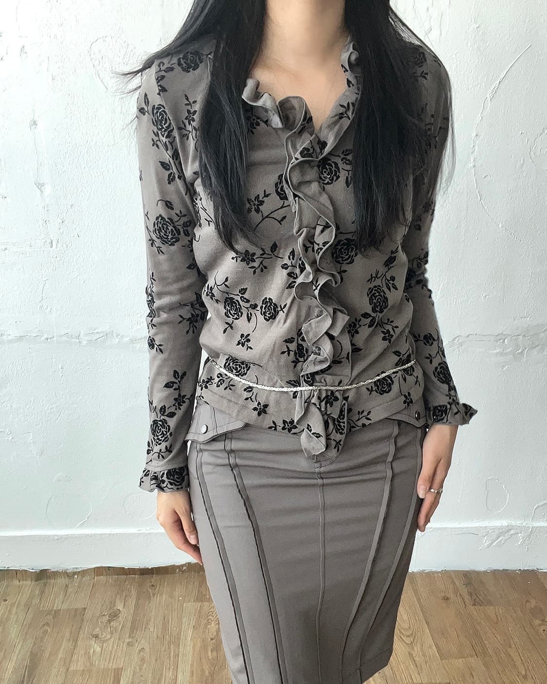 flower parttern frilled top 상품이미지1