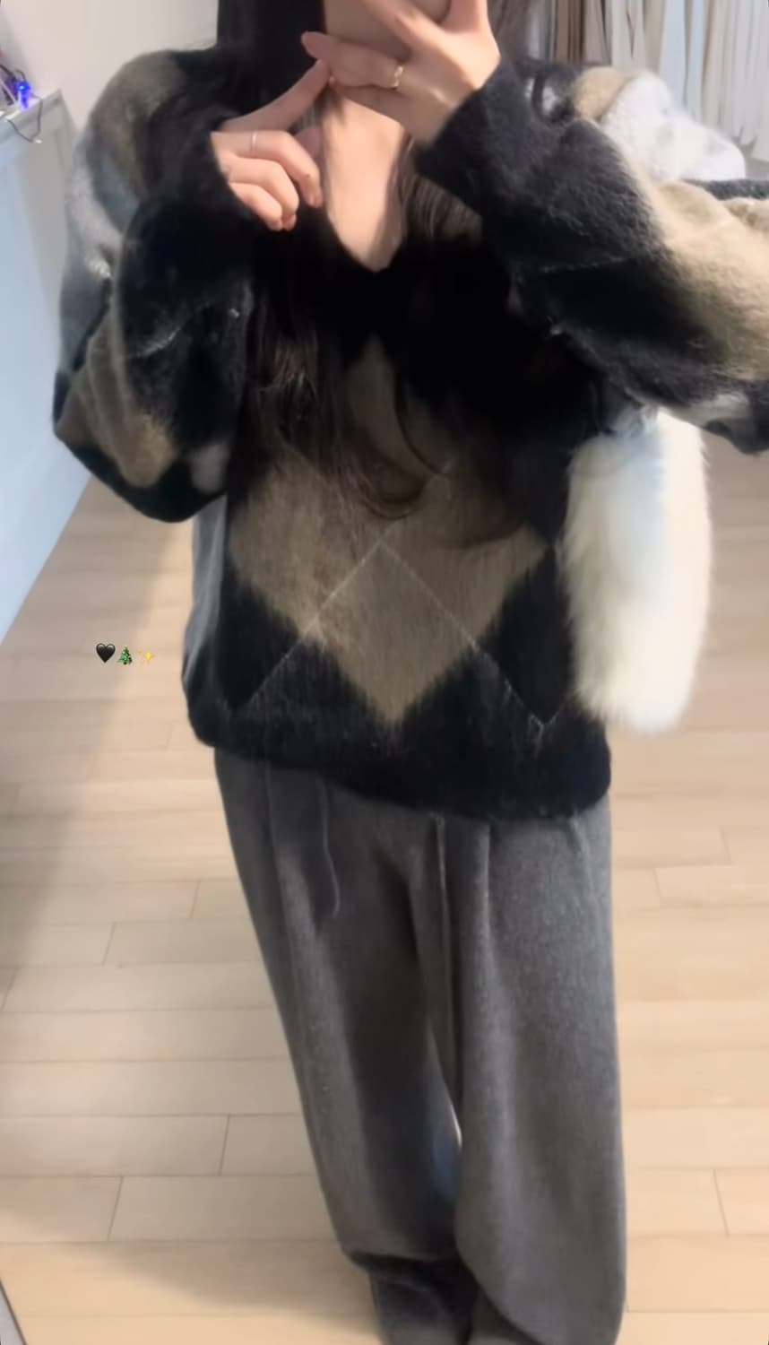 (새상품)누아누아 아가일 니트 상품이미지2