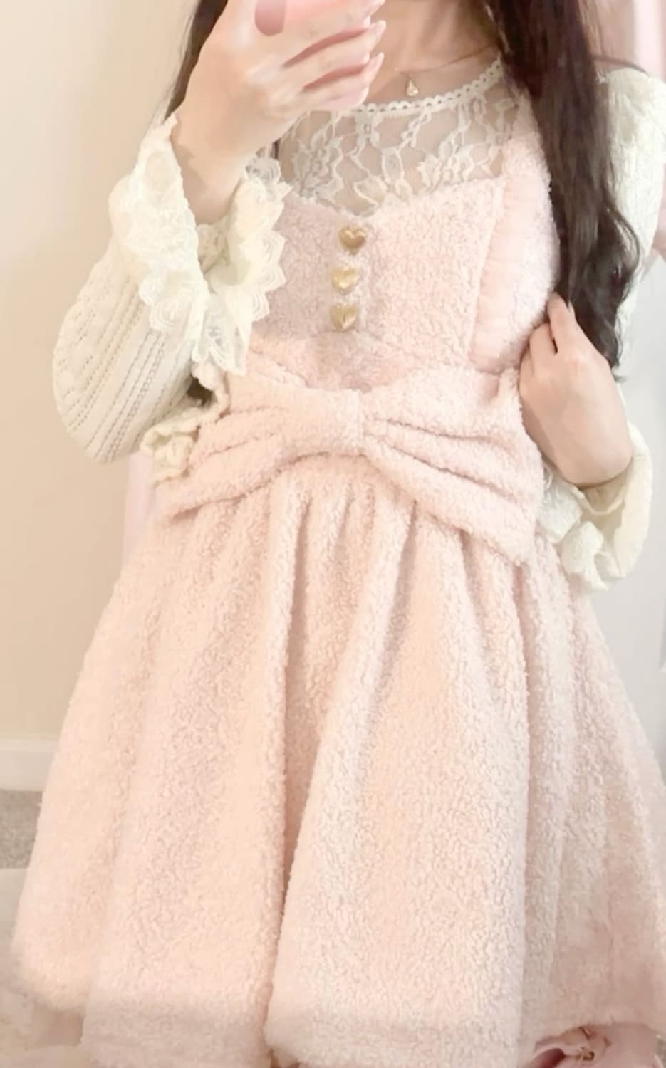 빈티지 리즈리사 히메갸루 왕리본 퍼 레이스 원피스 상품이미지1