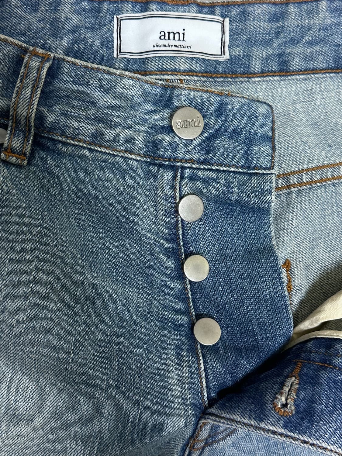 AMI 아미 백 가죽패치 청바지 데님 워싱 진 31(29) 연청 상품이미지4