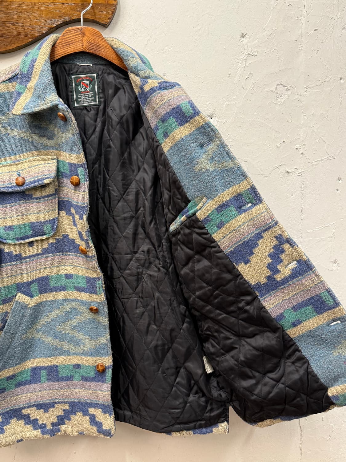 L) Vintage Native Pattern Quilted Wool J 상품이미지6