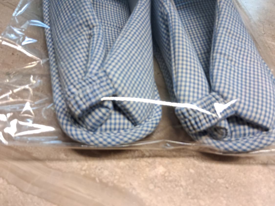 오픈토 미끄럼방지 덧신 실내화 파스텔 블루 체크 (새상품) 상품이미지5