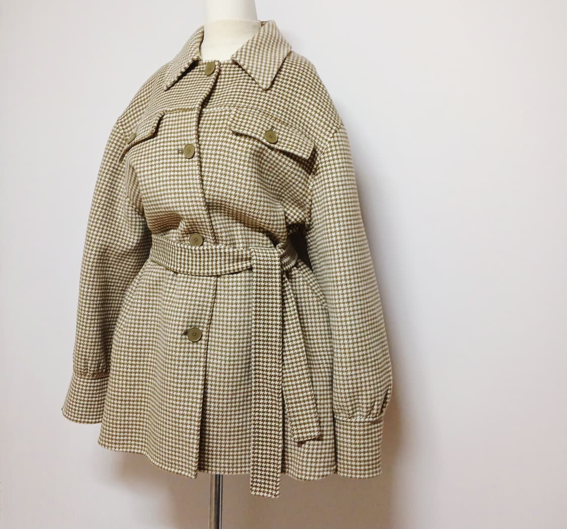 산드로 sandro 하운드투스 체크  벨트 자켓 상품이미지4