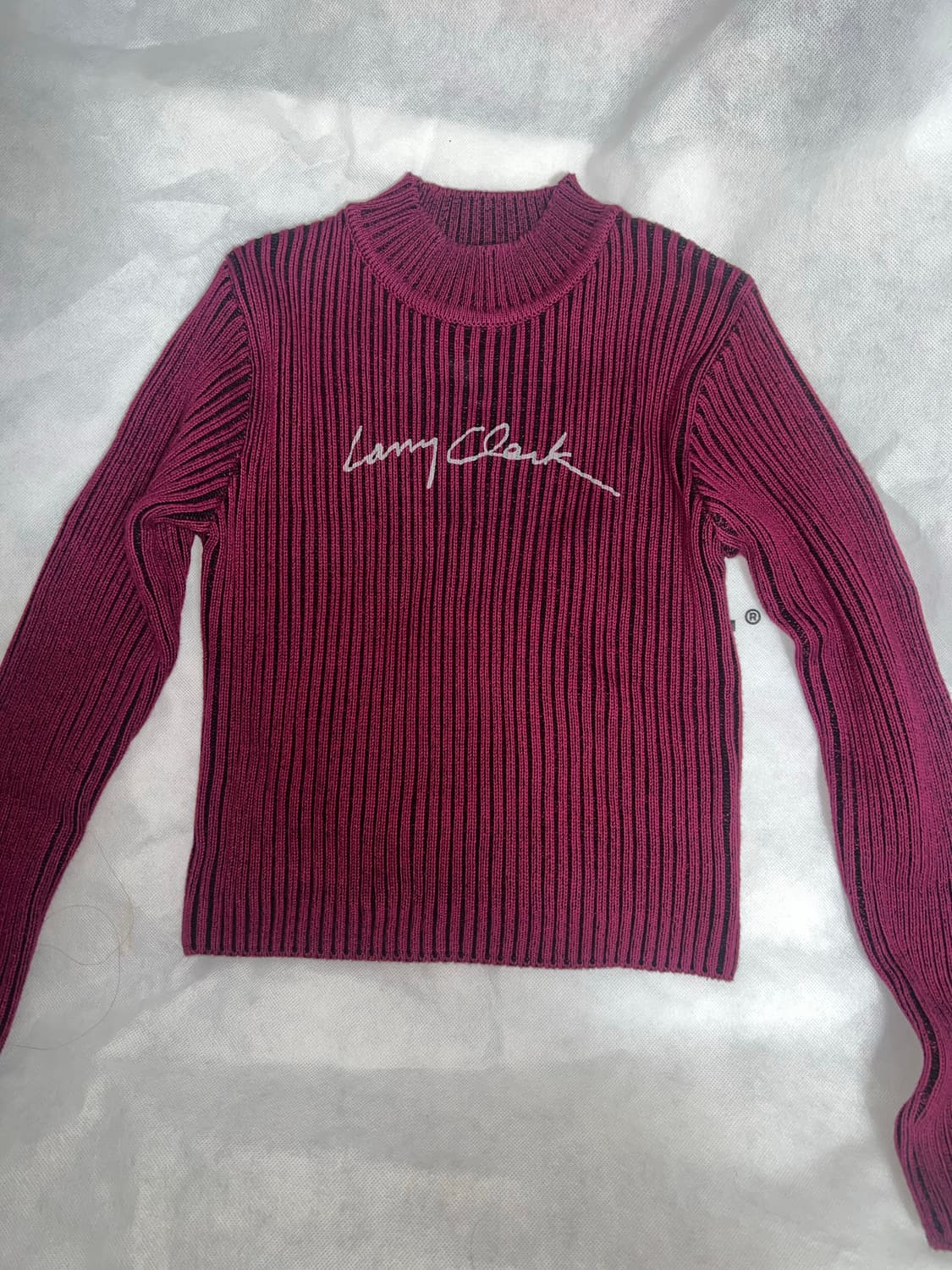 니트) 슬림핏 골지 니트 (레드) / 래리클락 시그니처 로고 크롭 니트 상품이미지3