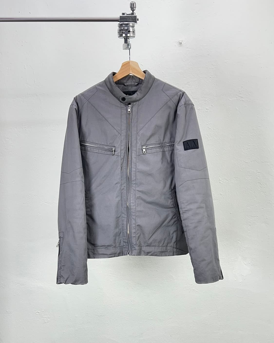 아르마니 익스체인지 라이트 그레이 기믹 지퍼 라이더 자켓 상품이미지1