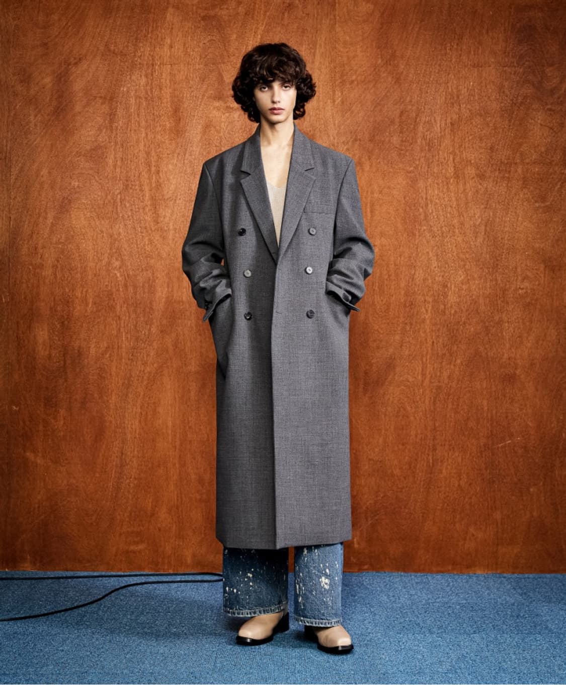 엘무드)그레이 웨일 더블 코트 색상 미드 그레이46 상품이미지2