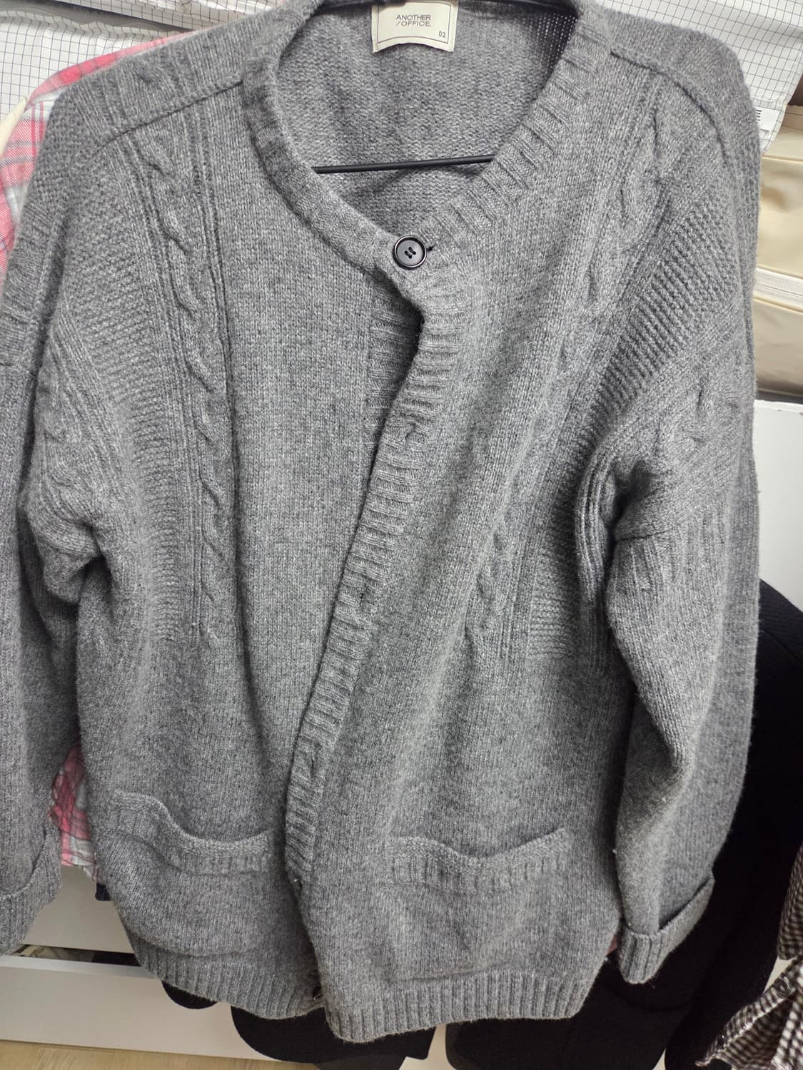 어나더오피스 22AW 건지 가디건 헤더 그레이 상품이미지1