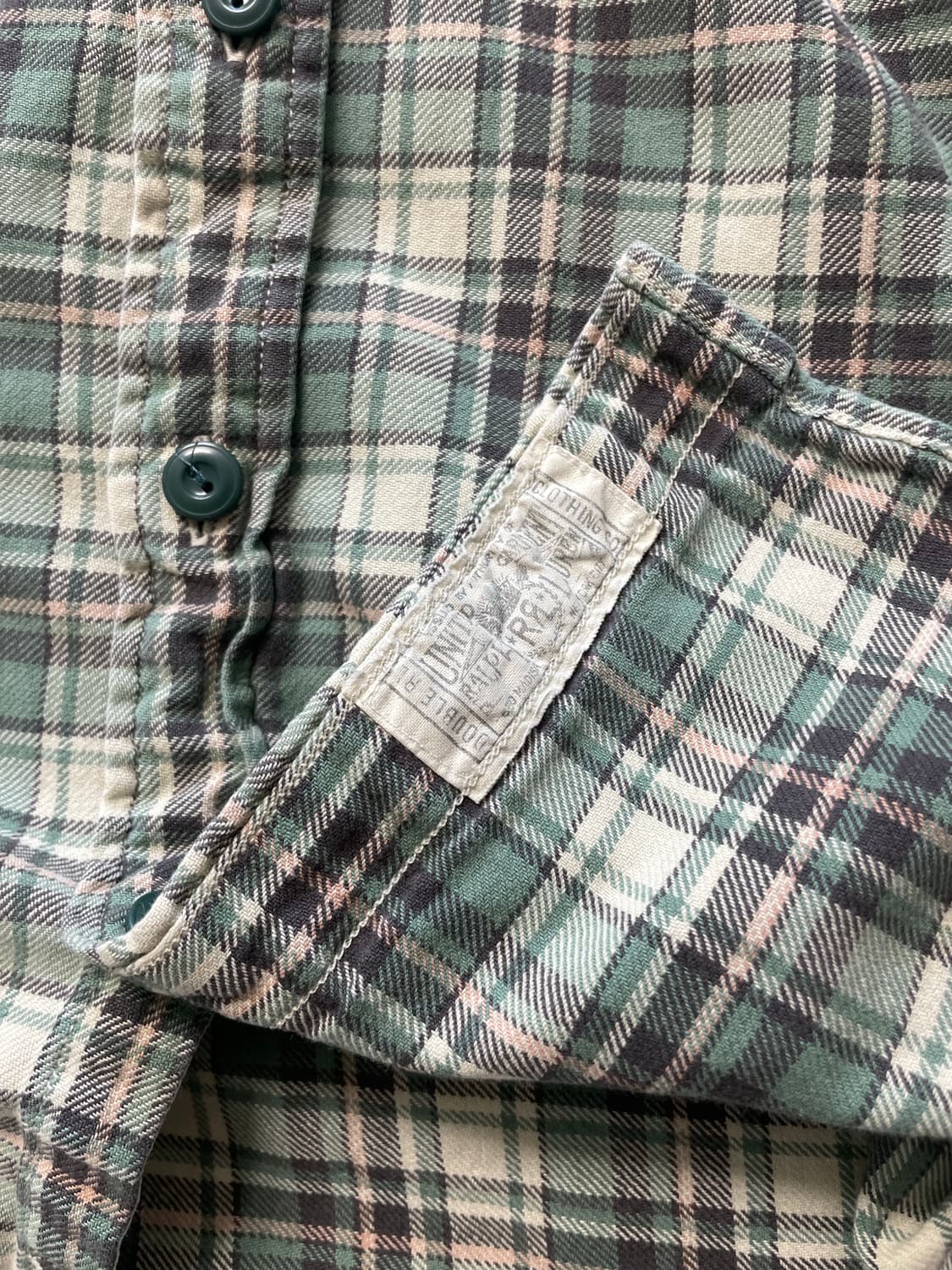 RRL 그린 베이지 체크 워크셔츠(L) 상품이미지7