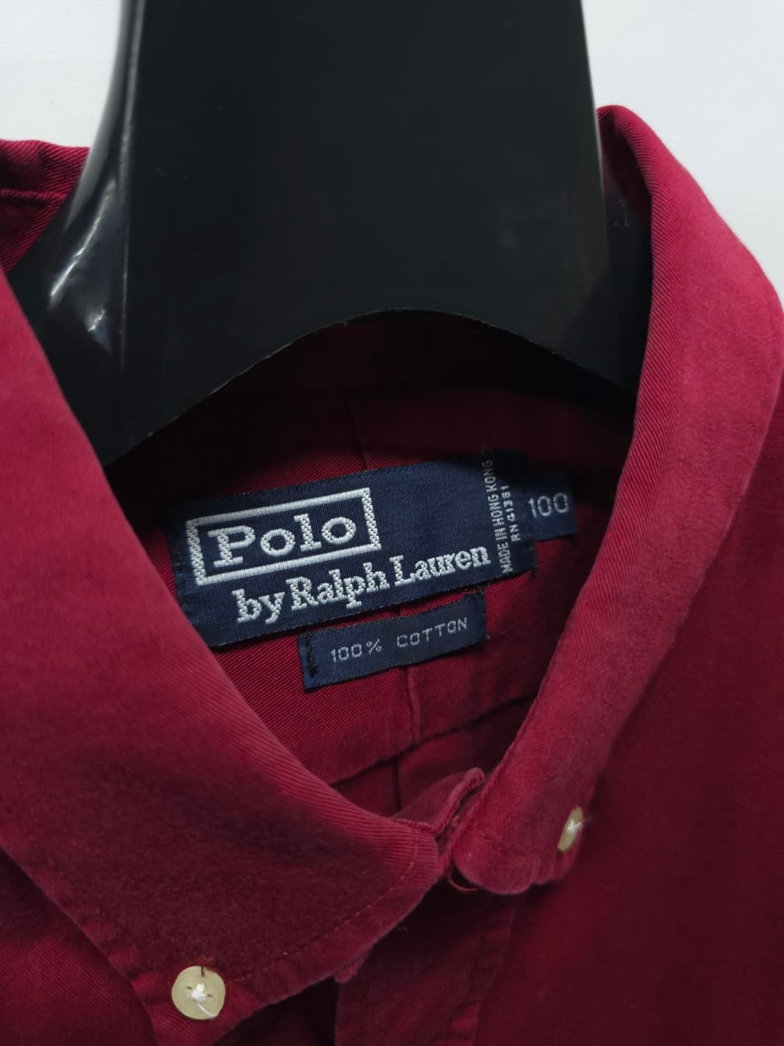 폴로 랄프로렌 90s 빈티지 클래식핏 반팔 셔츠 레드 100 상품이미지5