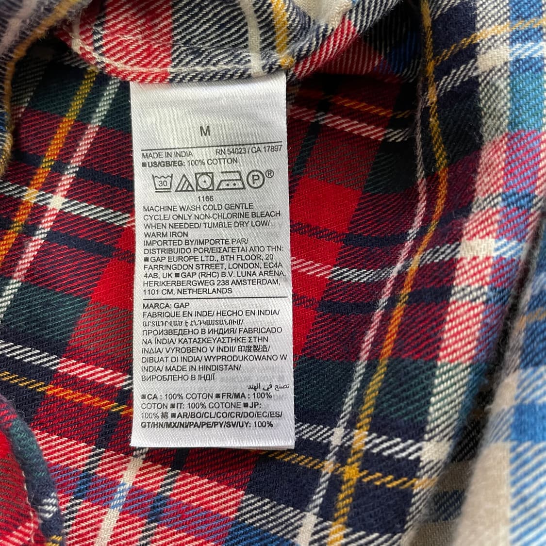 GAP 갭 체크 원포켓 긴팔 셔츠 M 상품이미지5