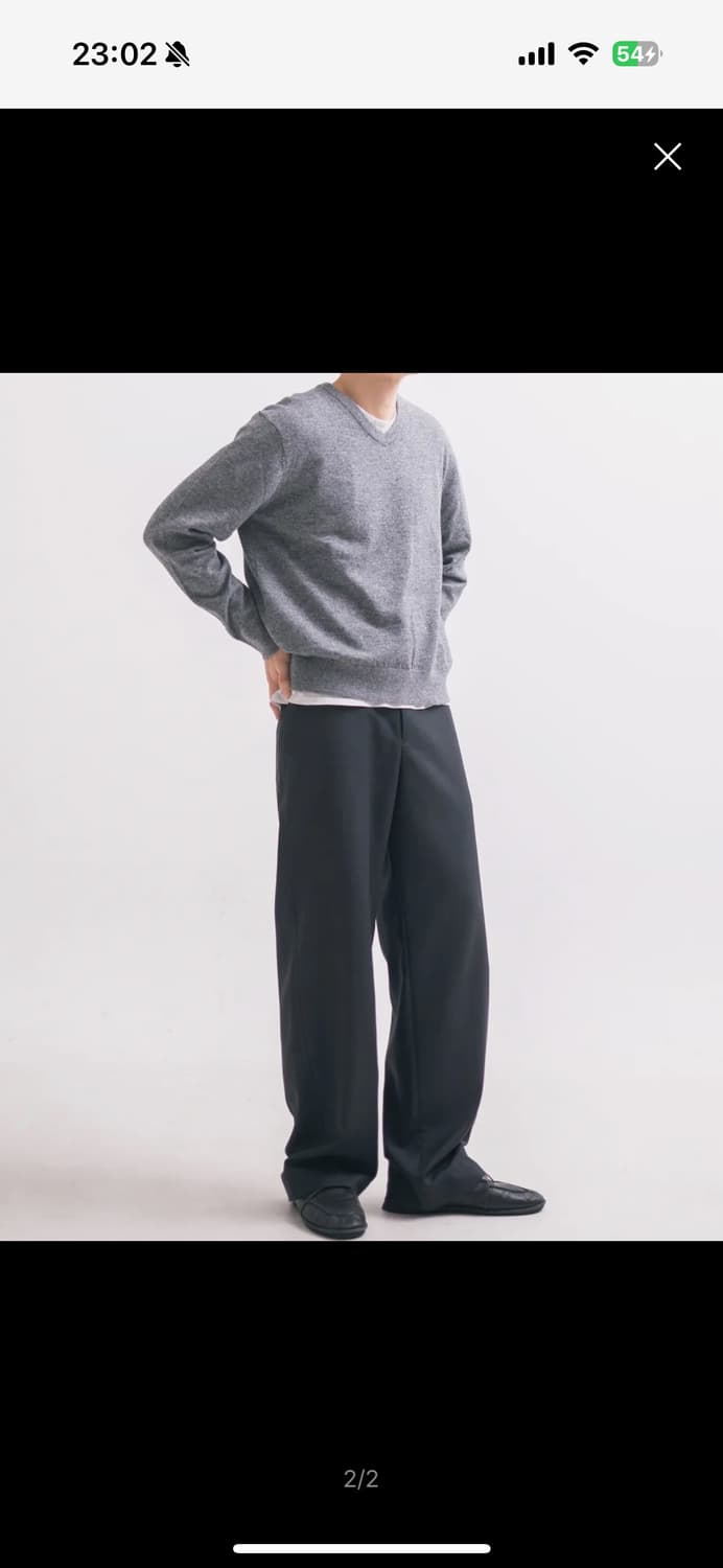 파세르 브이넥 니트 멜란지 그레이 L 상품이미지2