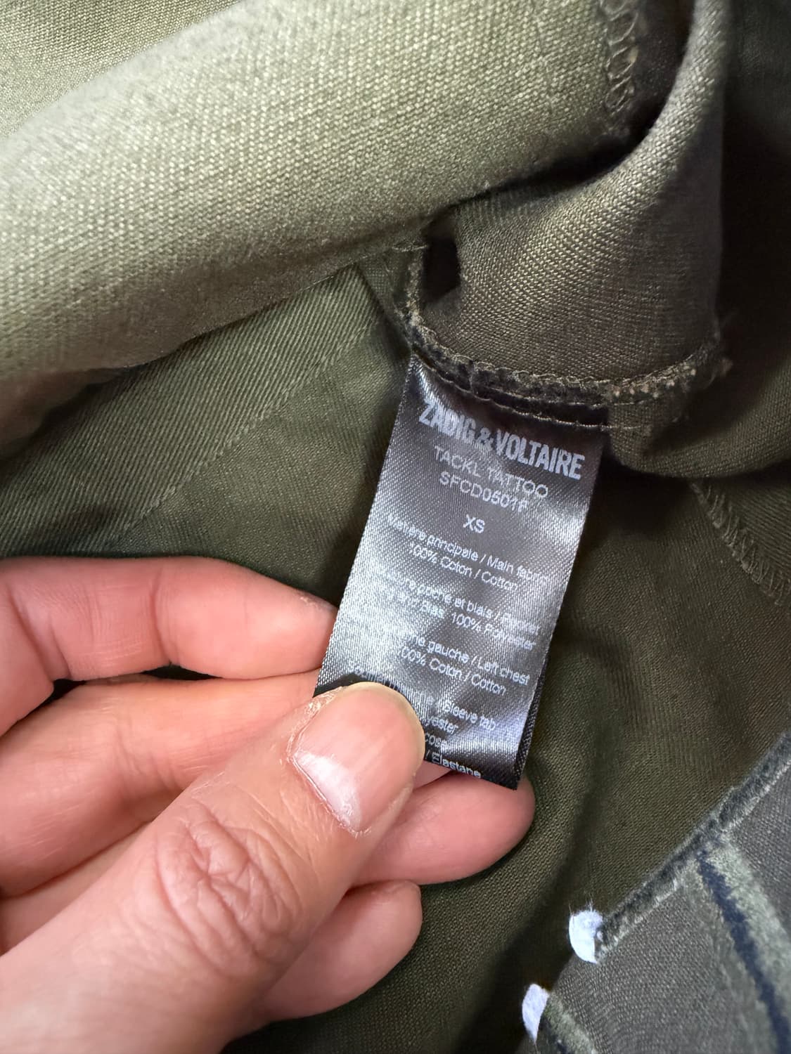 정품) 쟈딕앤볼테르 오버핏 야상 자켓 패치 장식 XS 상품이미지8