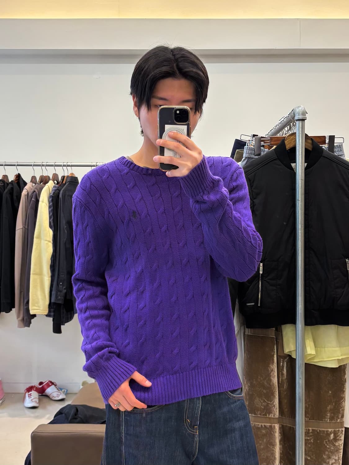 폴로 랄프로렌 꽈배기 니트 퍼플 상품이미지8