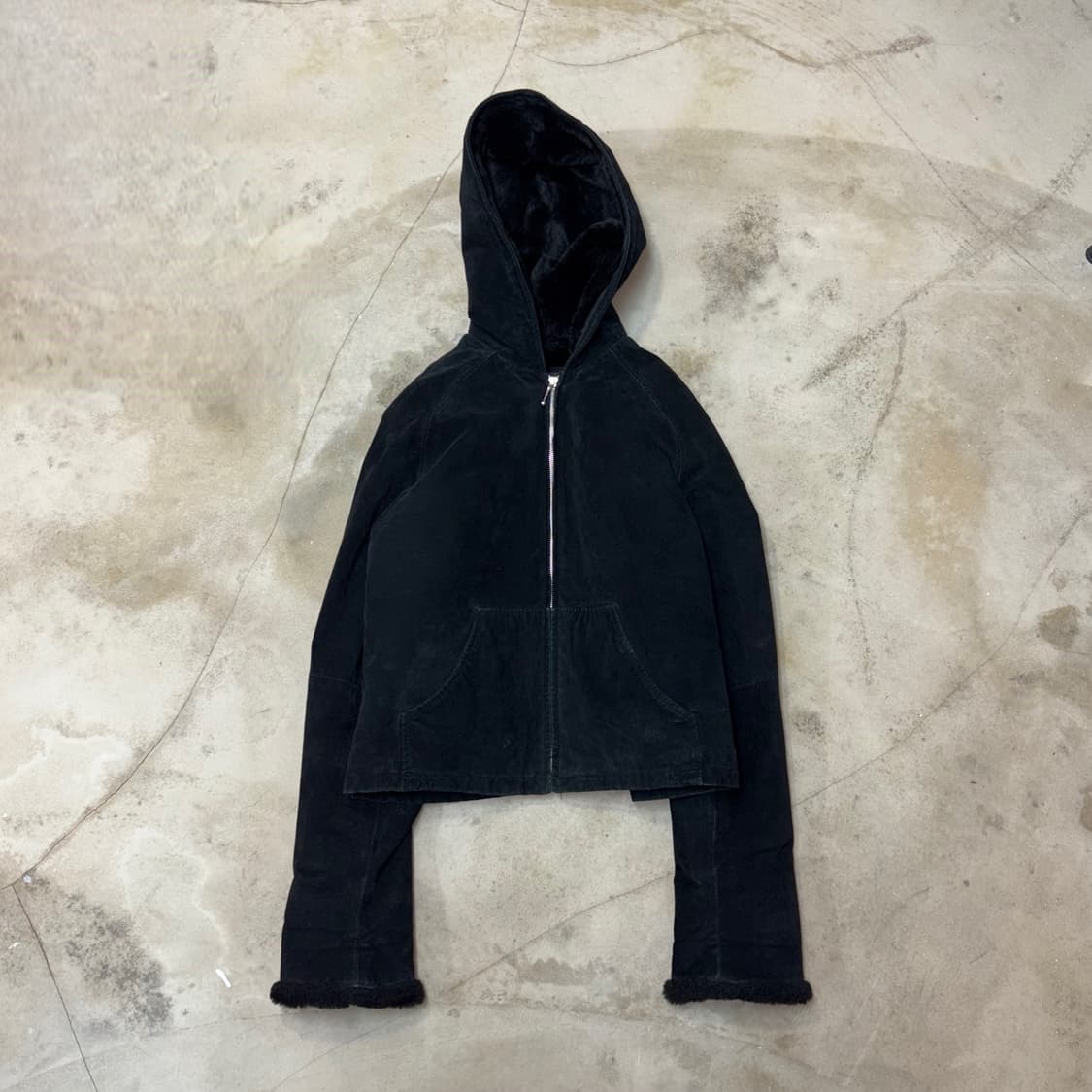 [XL] 00’s Suede Fur Hoodie Jacket 상품이미지1