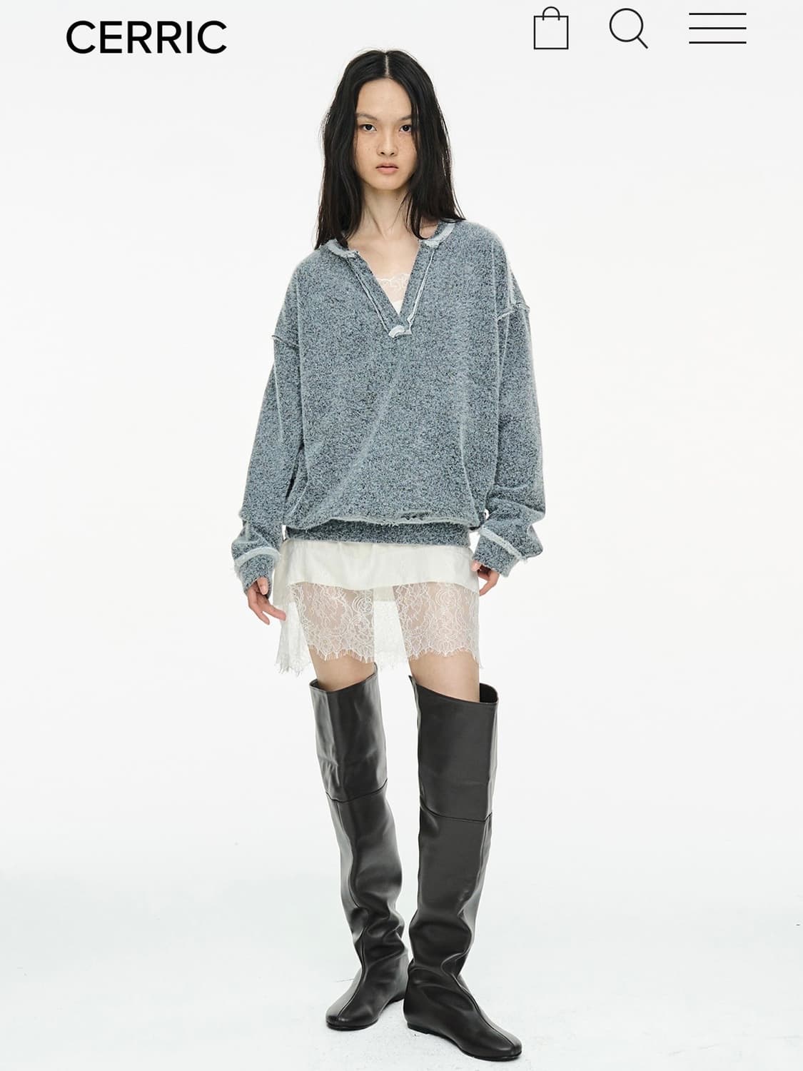 세릭 furry 스웻 차콜 맨투맨 상품이미지1