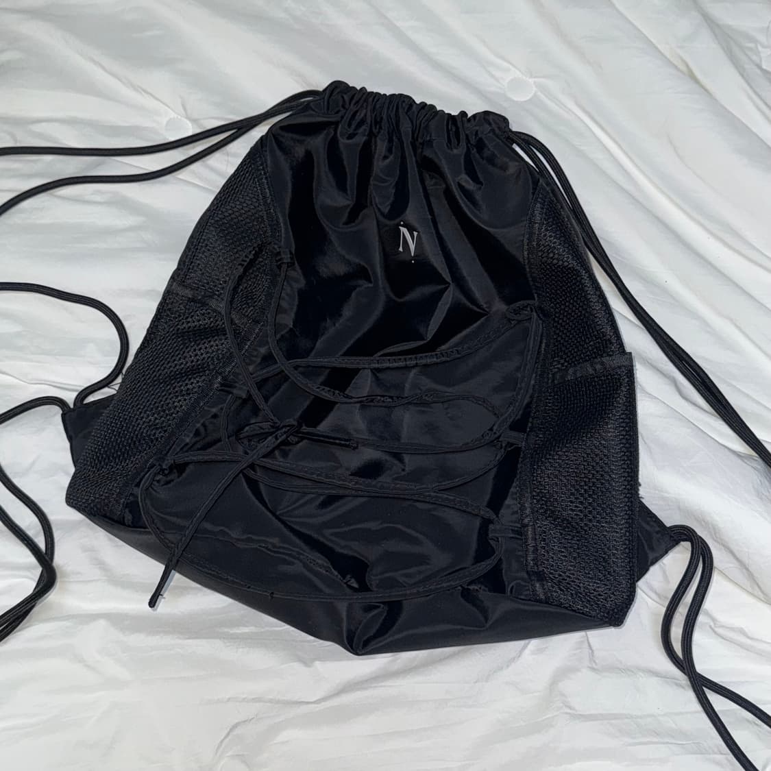 나일론 메쉬 짐색 백팩 Black 상품이미지2