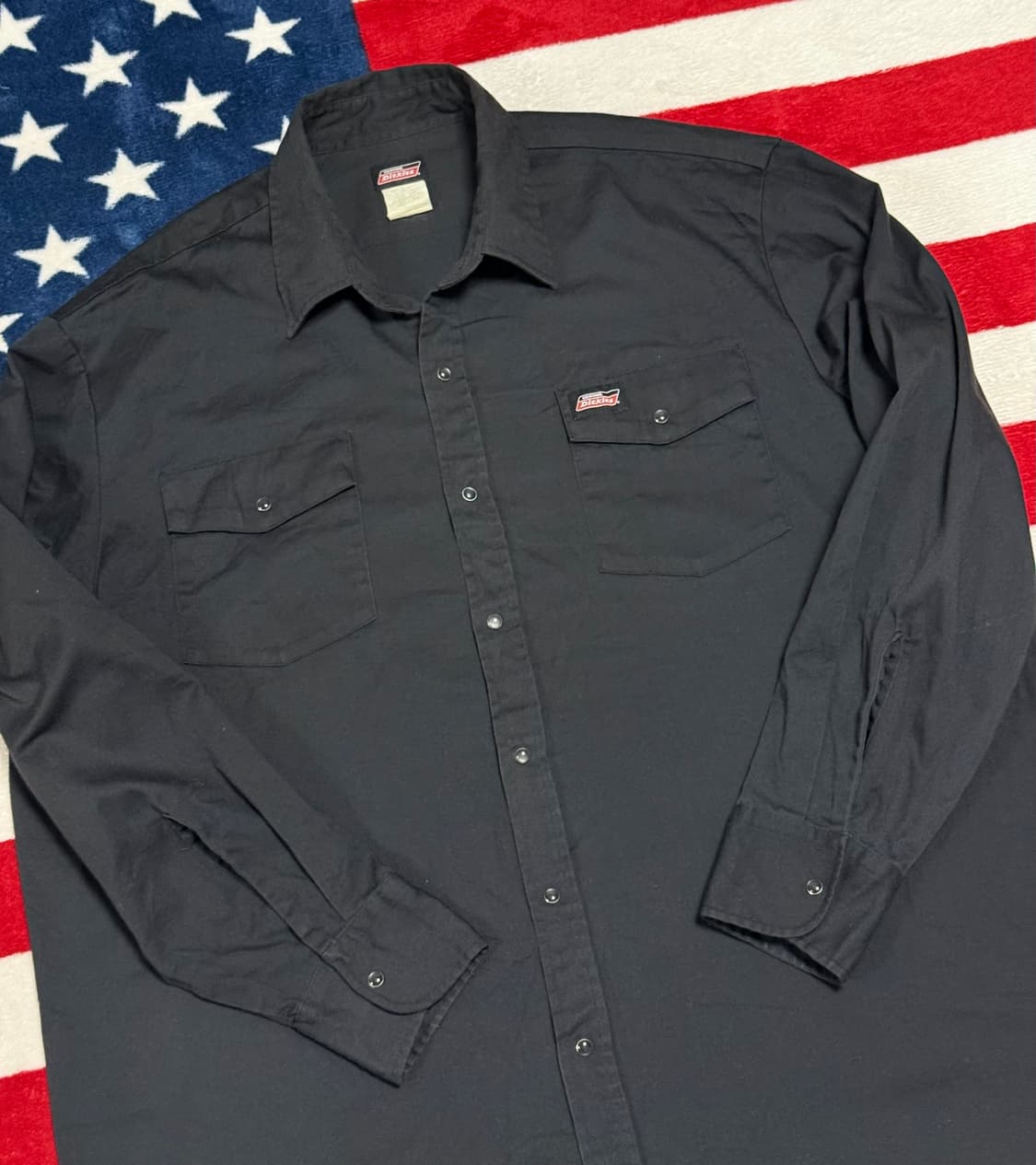 Dickies 디키즈 블랙 워크셔츠 스냅버튼 루즈핏 빈티지 [XL] 상품이미지8