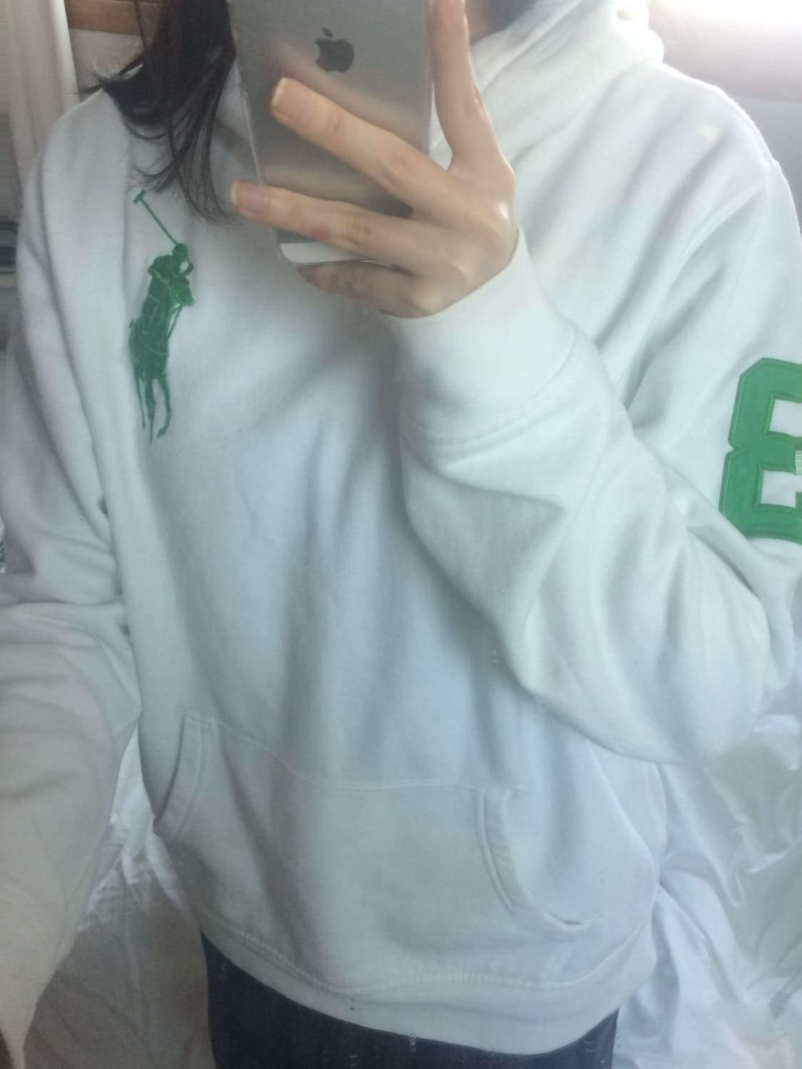 폴로 빅포니 화이트그린 후드티 상품이미지2