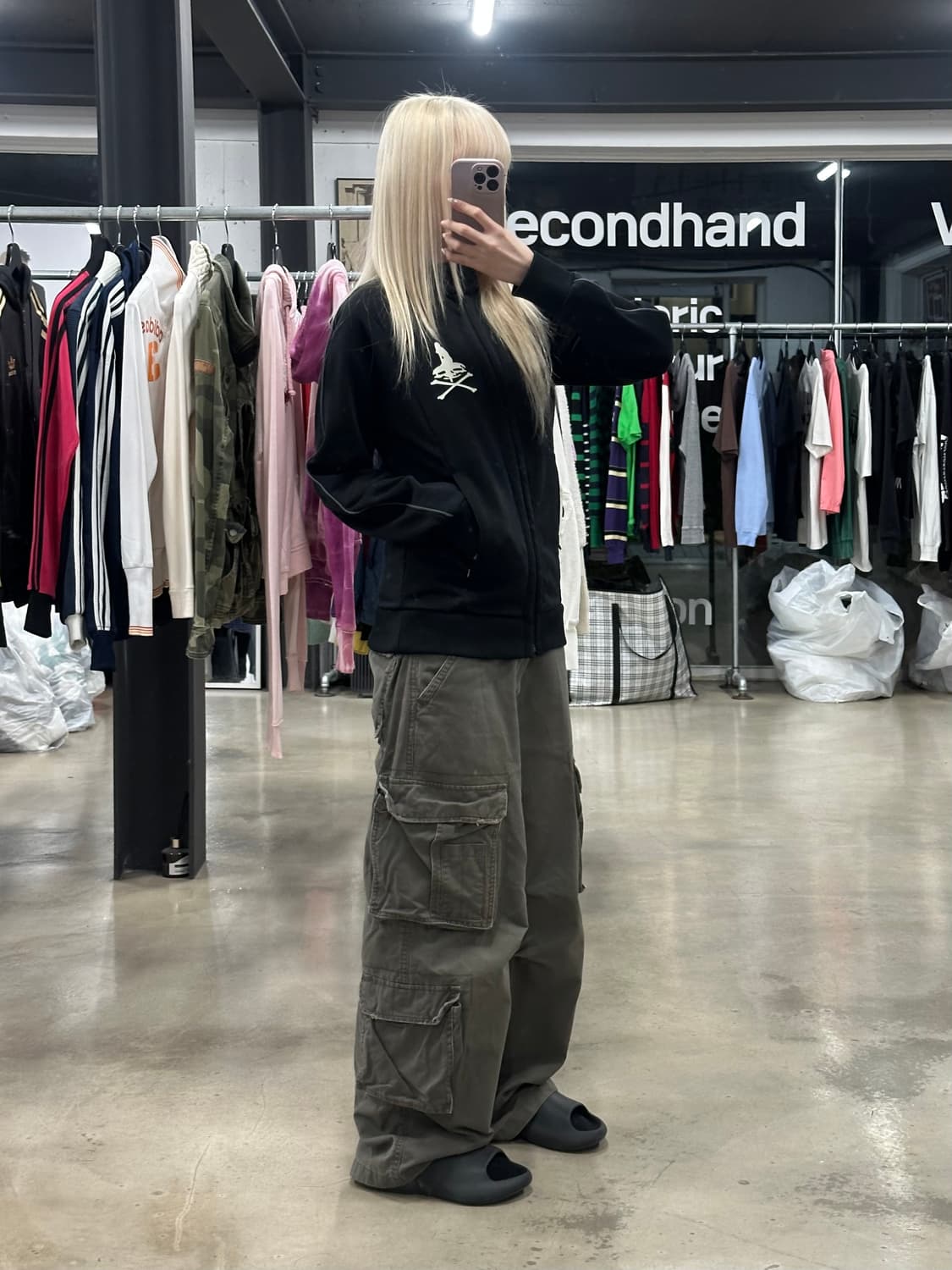 히스테릭 글래머 스컬 블랙 져지 집업 상품이미지2