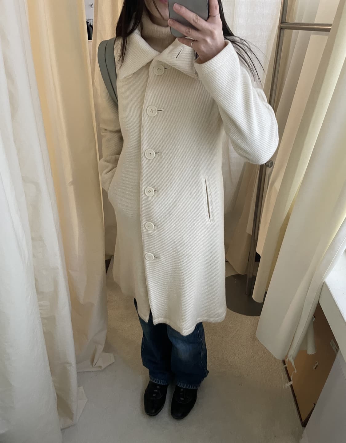 vintage ivory high-neck knit coat 상품이미지9