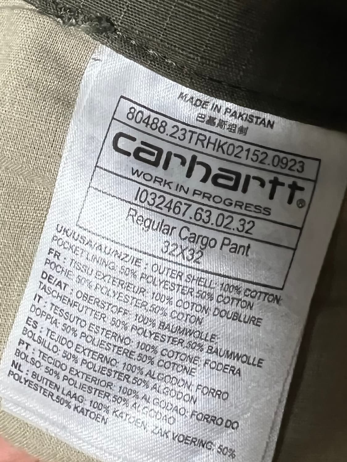 [32X32] 칼하트 WIP 레귤러 카고 팬츠 사이프러스 상품이미지5