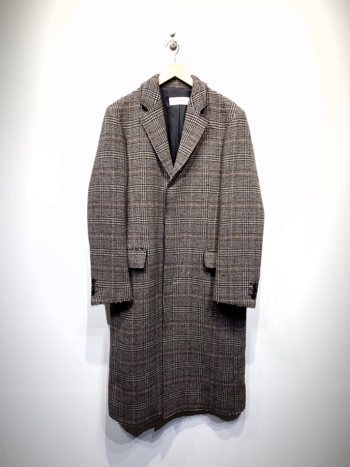 TONYWACK 토니웩 울캐시미어 크루도 체크 커팅 코트 상품이미지2