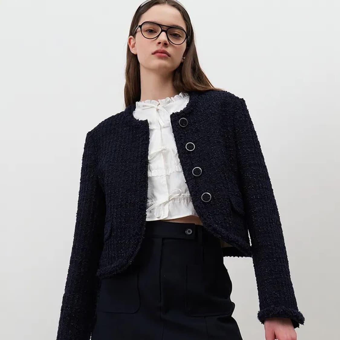 마론에디션 D/Navy 클래식 코튼 트위드 블레이저 상품이미지5