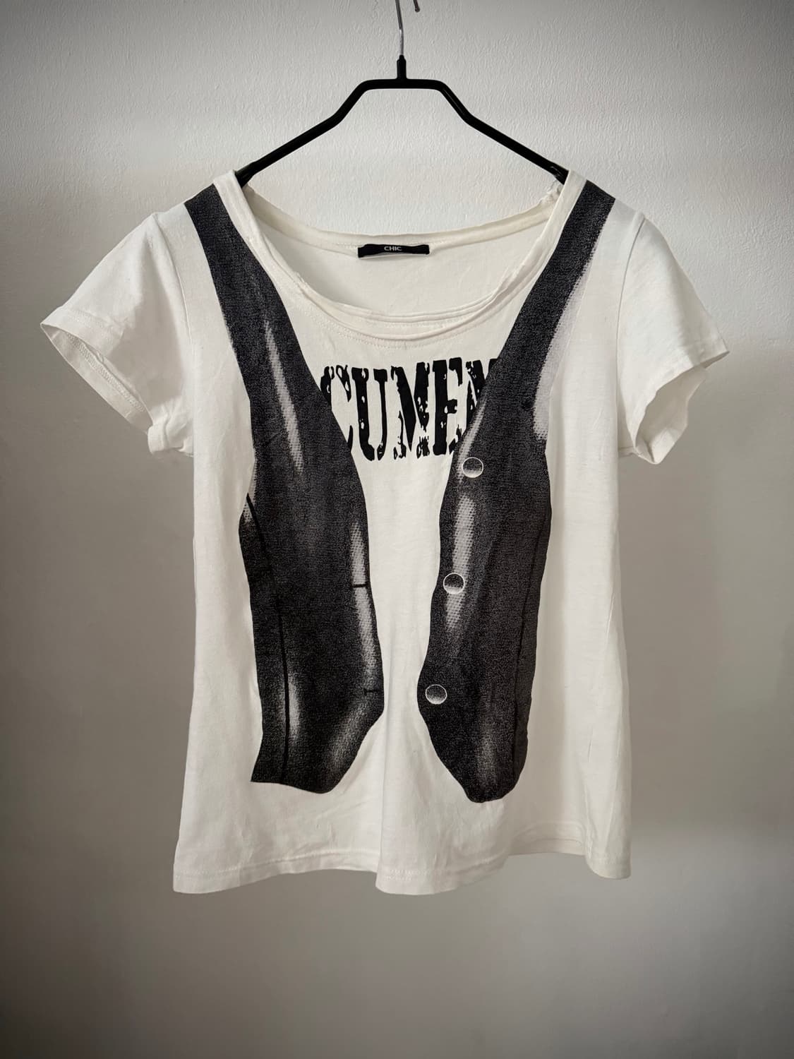 Vintage vest print t-shirt 상품이미지1