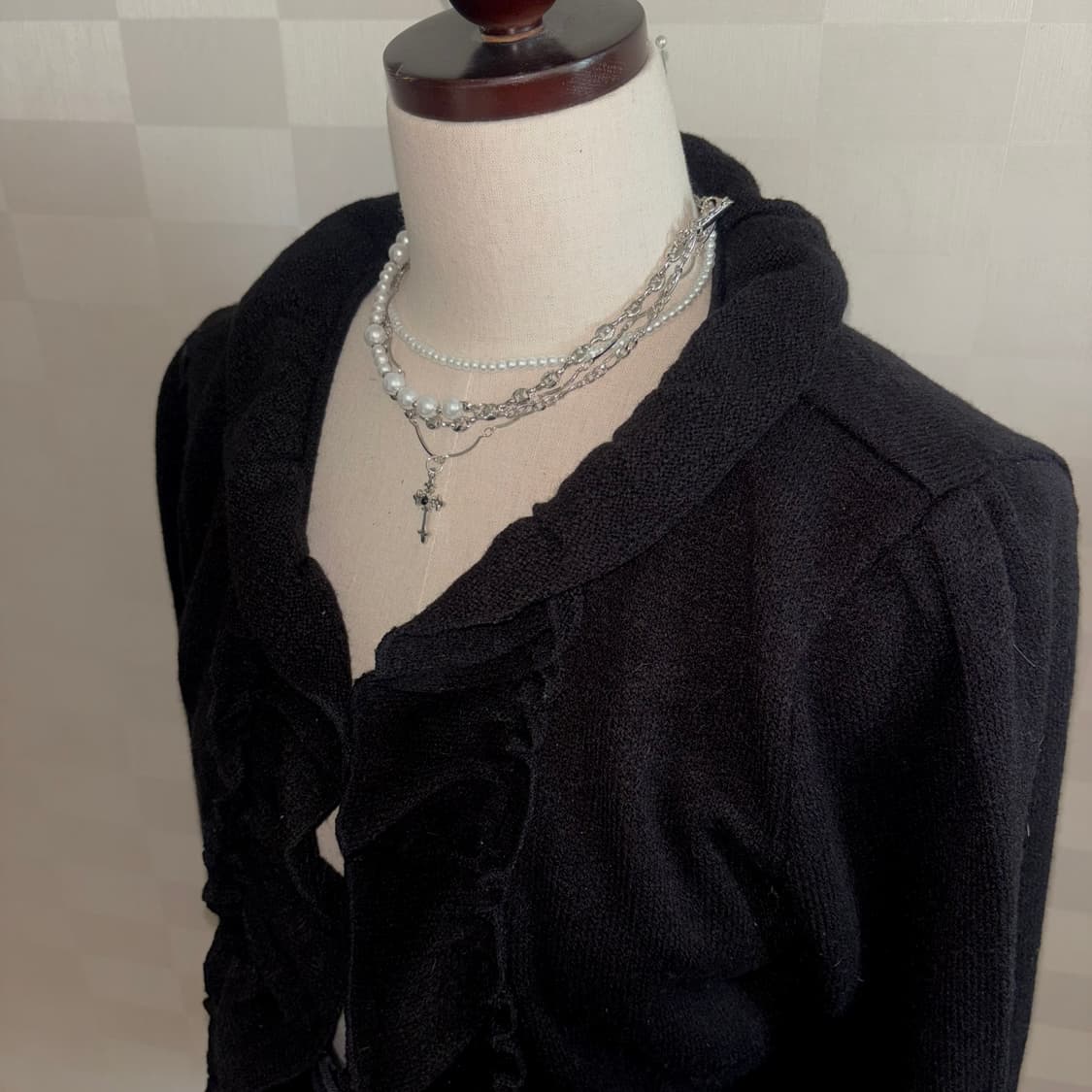 고스,고딕 공겜여주룩 프릴 리본가디건 상품이미지3