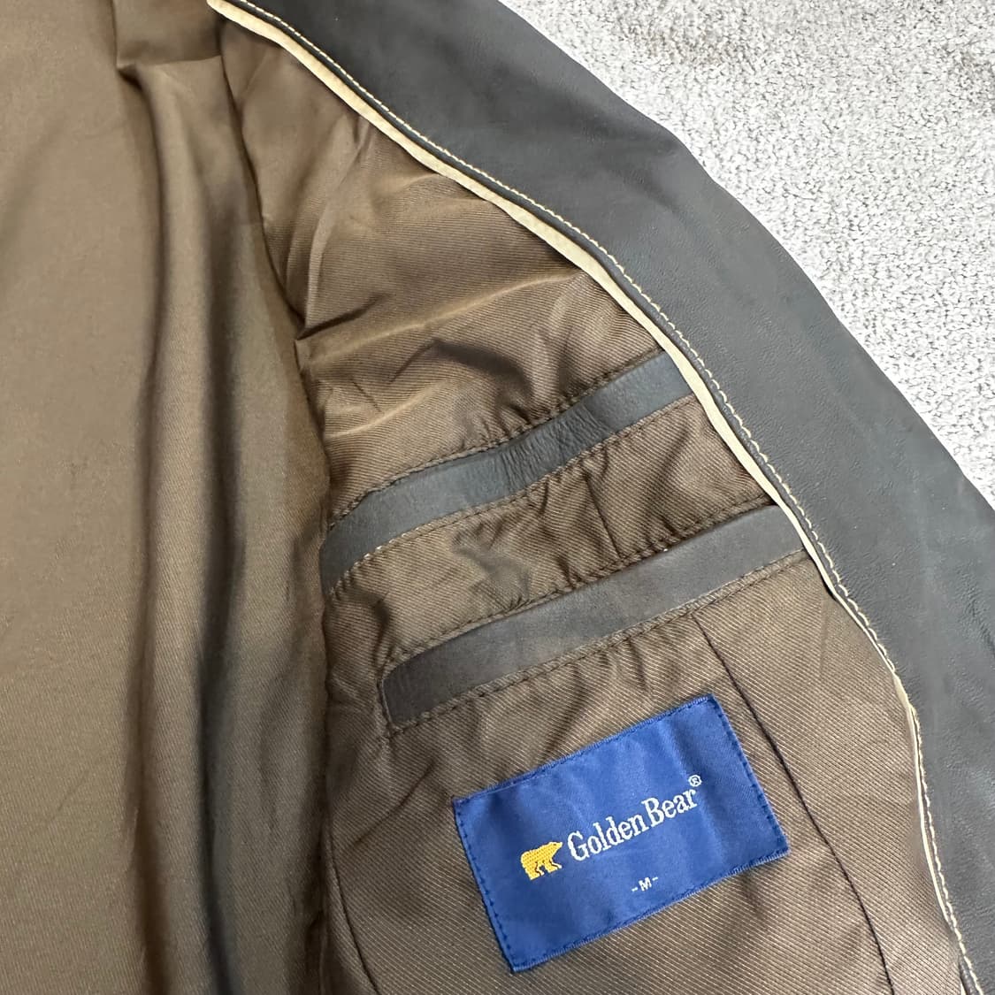 골든베어 블랙/브라운 양가죽 블레이저 자켓M 상품이미지3