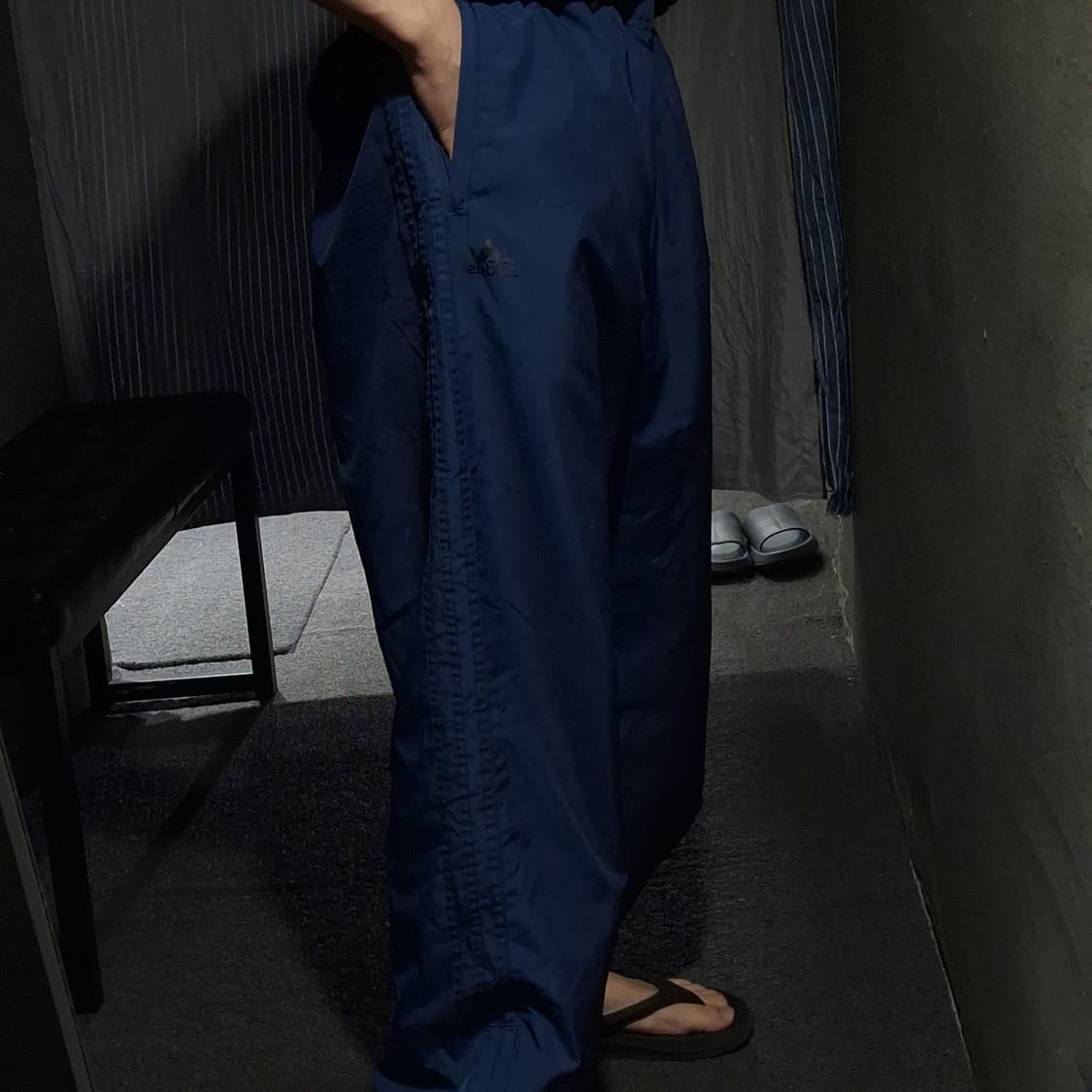 아디다스 90s 딥블루 로고 삼선 오픈햄 올드스쿨 밴딩 조거팬츠 트랙팬츠 상품이미지3