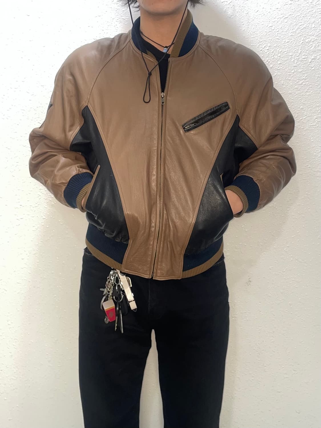 카우보이 레더 바시티자켓 상품이미지2