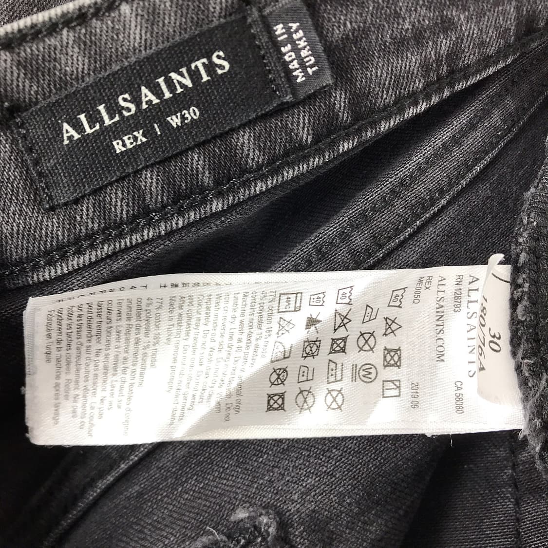 올세인츠 All Saints 흑청 슬림핏 데님 청바지 남성30 상품이미지8