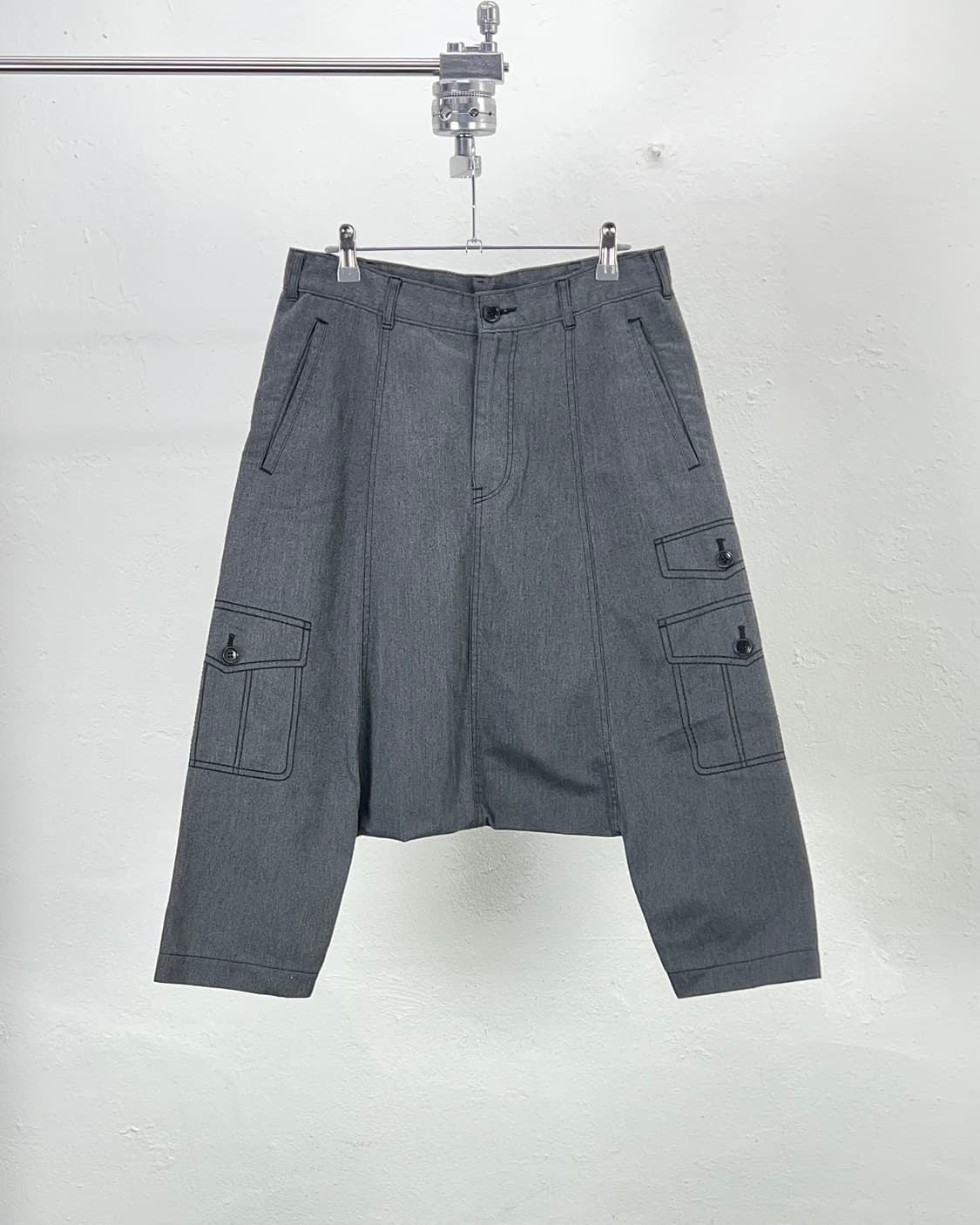 꼼데가르송 블랙 그레이 사루엘 스티치 페이크 포켓 팬츠 상품이미지1