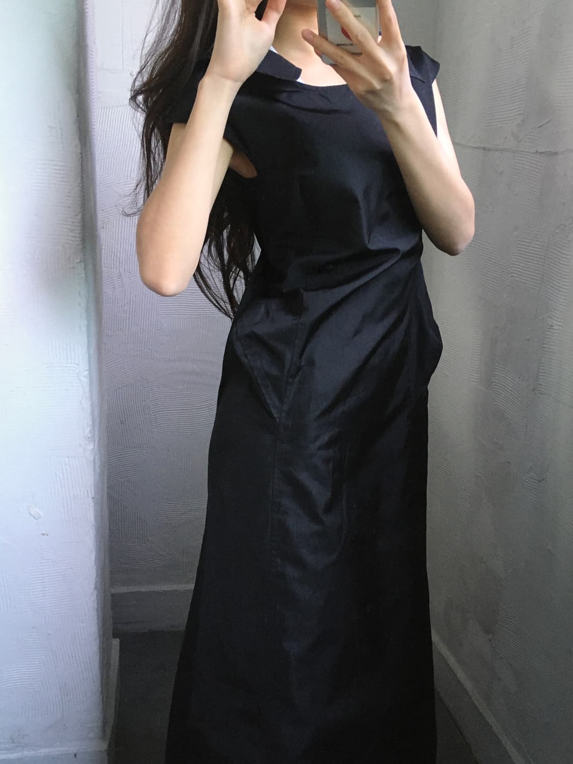 Yohji Yamamoto 요지야마모토 블랙 카라 슬리브리스 롱 원피스 상품이미지3